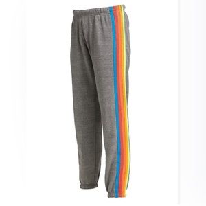 Aviator Nation grey five stripe neon sweatpants